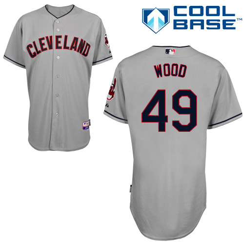 Blake Wood #49 MLB Jersey-Cleveland Indians Men's Authentic Road Gray Cool Base Baseball Jersey